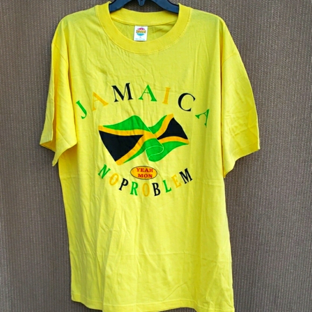 Yellow Jamaica Short Sleeve Tee Vibrant Cotton Crew